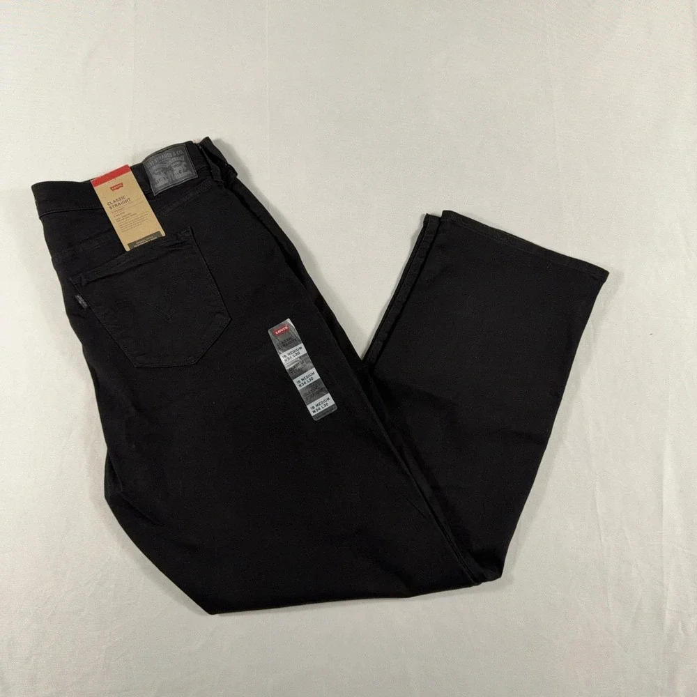 Levi's Classic Straight Hypersoft Mid Rise Jeans 18‎ Medium W34 L30 Black NWT